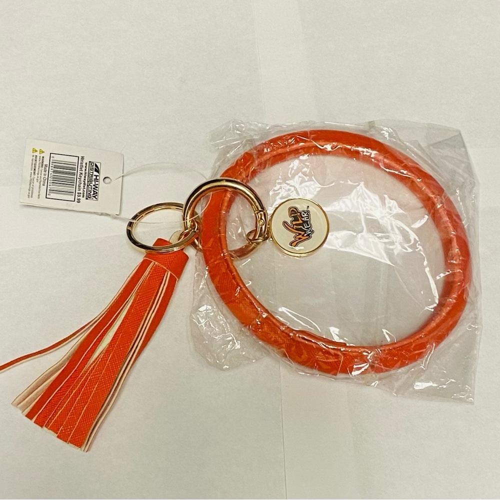 Wristlet Key Holder in a beautiful orange with fringe NWT